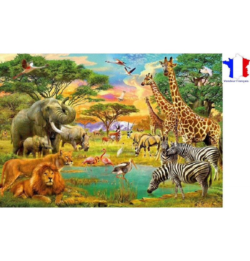 Tableau Acoustique Afrique Animaux 100X50 Cm, 5 Pieces